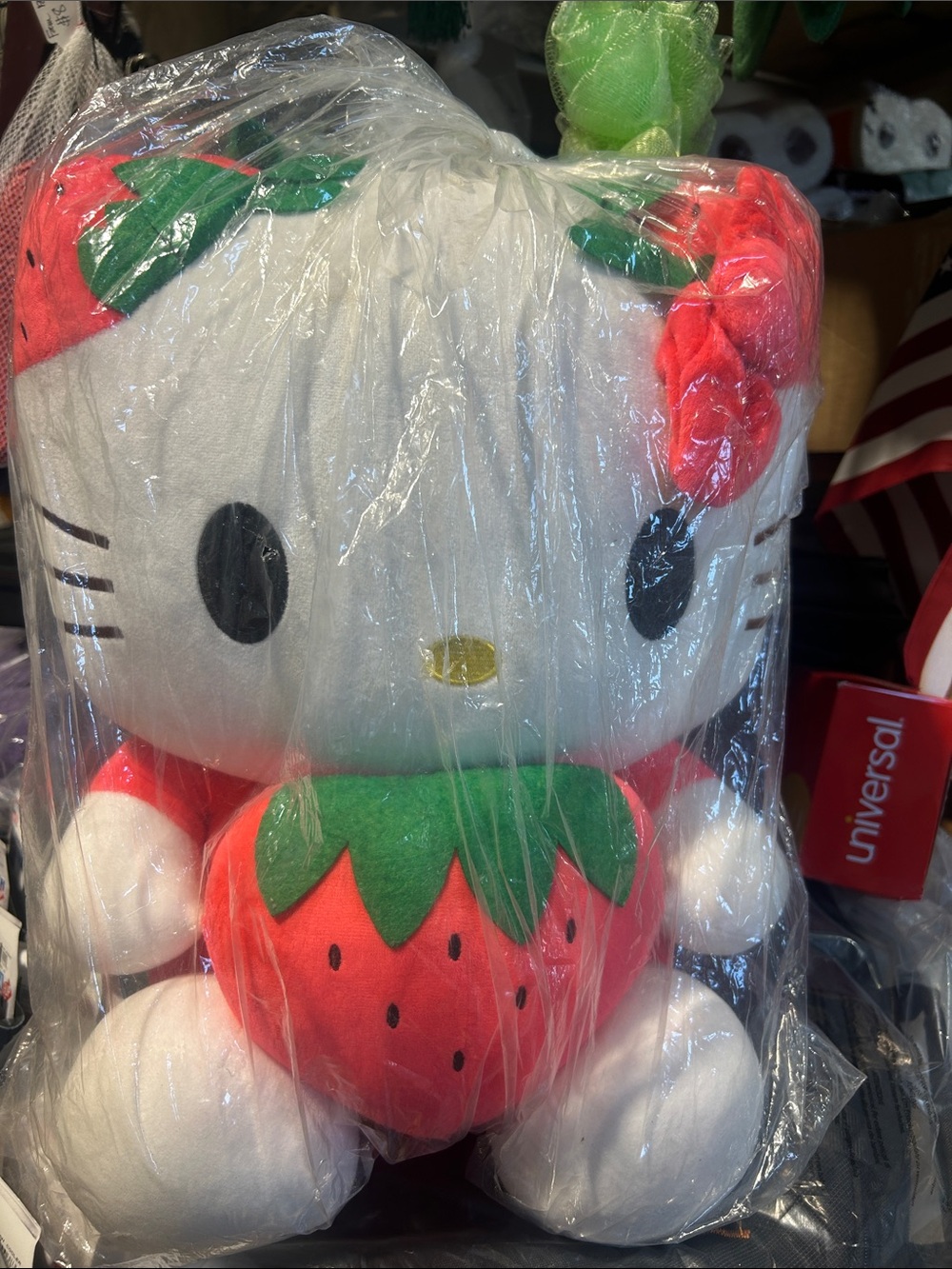 Hello Kitty Strawberry Cuddle Plush - White, Red & Green